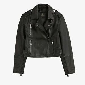 Ted Baker- NWT Black Leather Cropped Biker Jacket